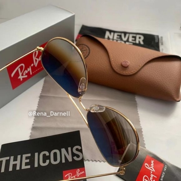 Gradient Brown RayBan Aviator RB3025 New - Picture 6 of 15